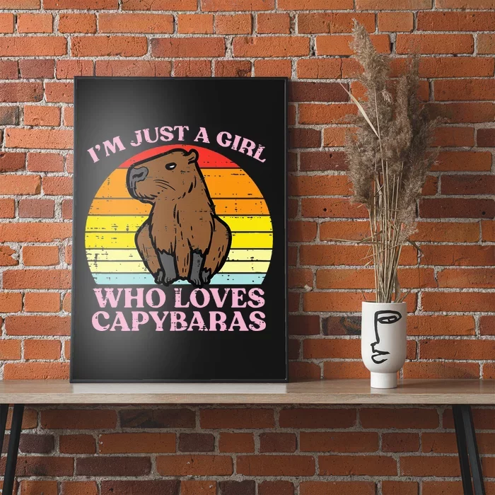 Just A Girl Who Loves Capybaras Retro Capy Rodent Poster