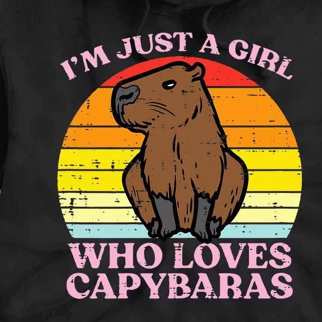 Just A Girl Who Loves Capybaras Retro Capy Rodent Tie Dye Hoodie