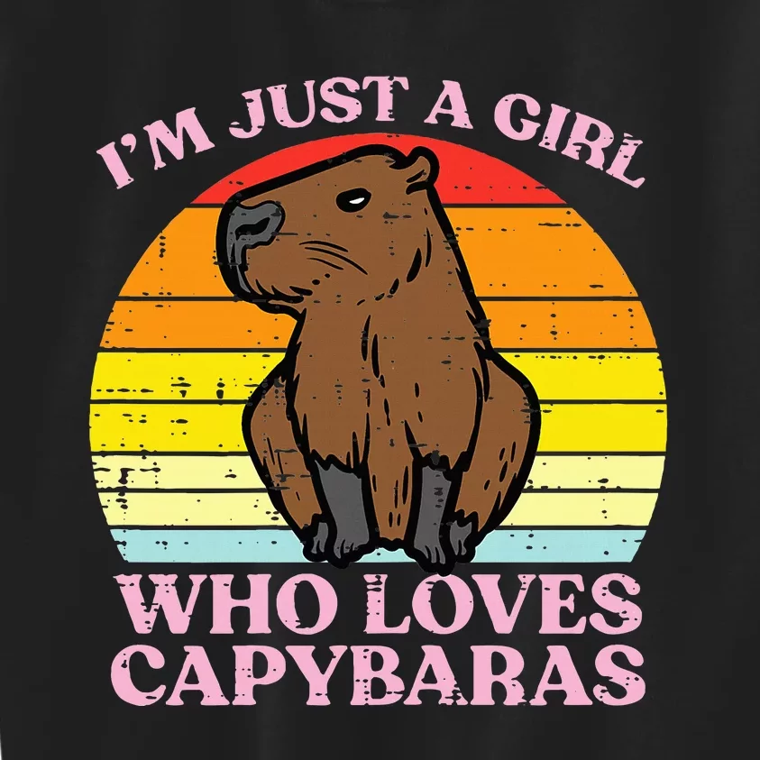 Just A Girl Who Loves Capybaras Retro Capy Rodent Kids Sweatshirt