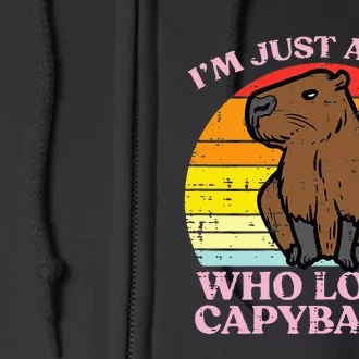 Just A Girl Who Loves Capybaras Retro Capy Rodent Full Zip Hoodie