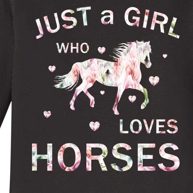 JUST A GIRL WHO LOVEs Horses Baby Long Sleeve Bodysuit