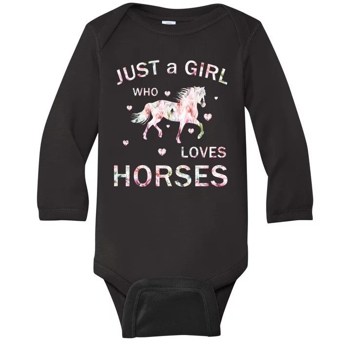 JUST A GIRL WHO LOVEs Horses Baby Long Sleeve Bodysuit