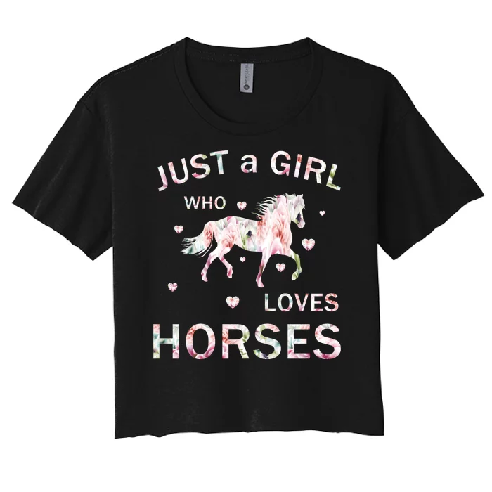 JUST A GIRL WHO LOVEs Horses Women's Crop Top Tee