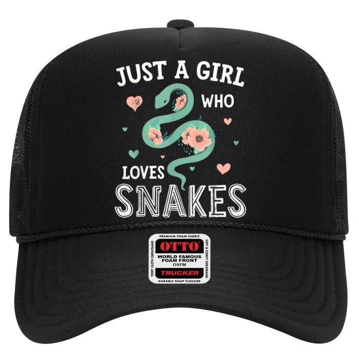 Just A Girl Who Loves Snakes Women Snake Lover High Crown Mesh Trucker Hat