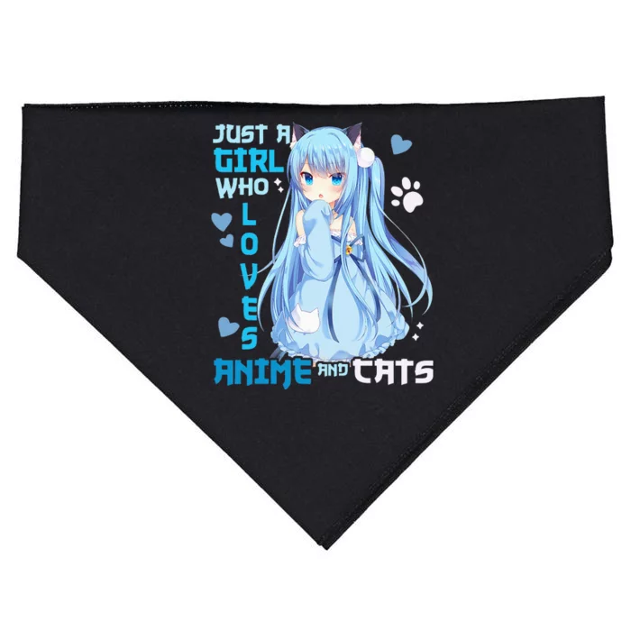 Just A Girl Who Loves Anime And Cats USA-Made Doggie Bandana