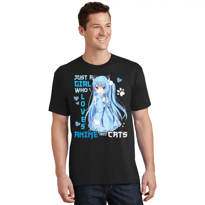 Just A Girl Who Loves Anime And Cats T-Shirt