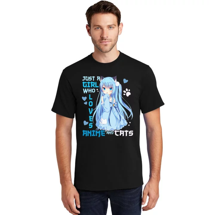 Just A Girl Who Loves Anime And Cats Tall T-Shirt