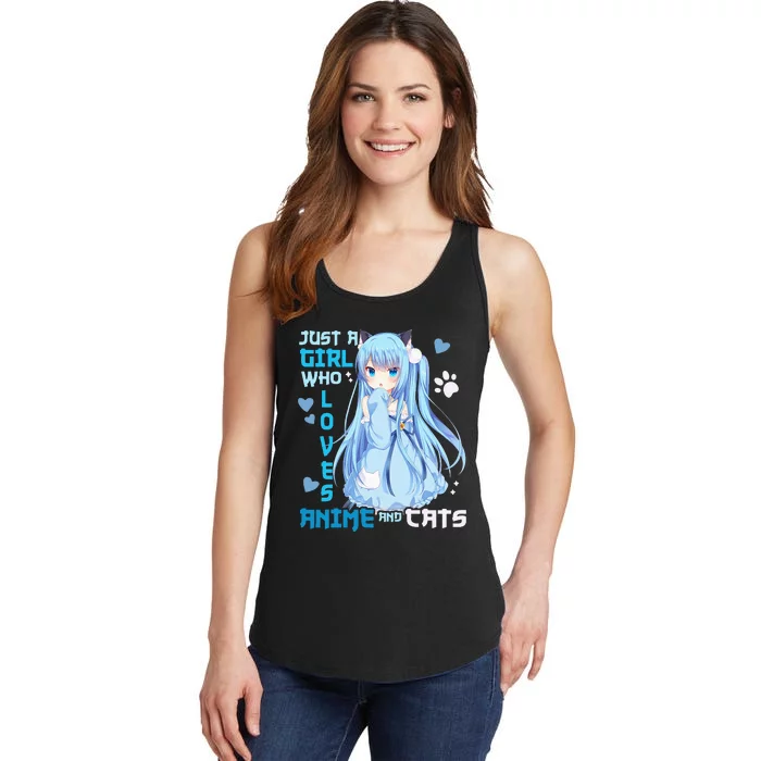 Just A Girl Who Loves Anime And Cats Ladies Essential Tank