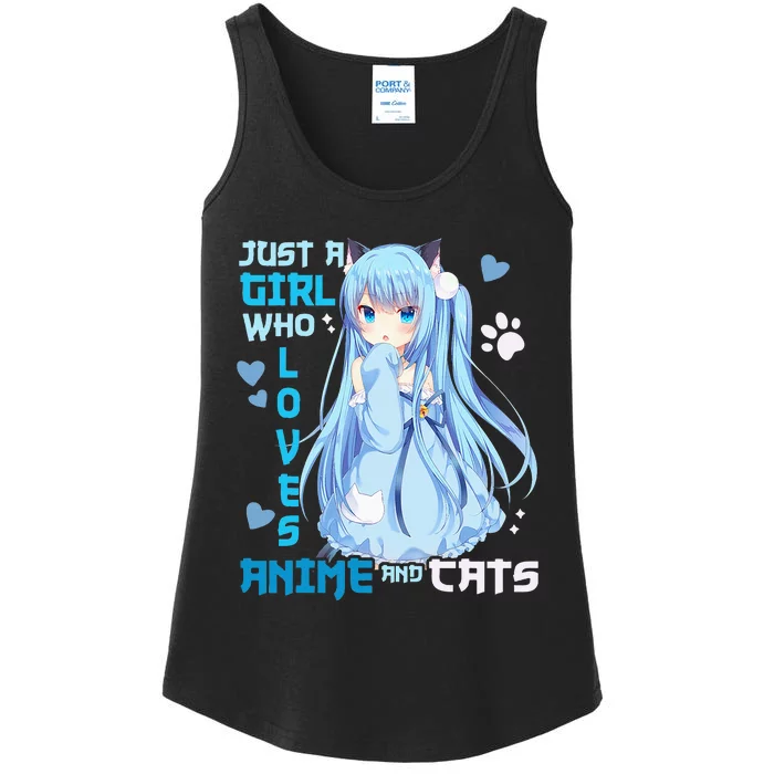 Just A Girl Who Loves Anime And Cats Ladies Essential Tank