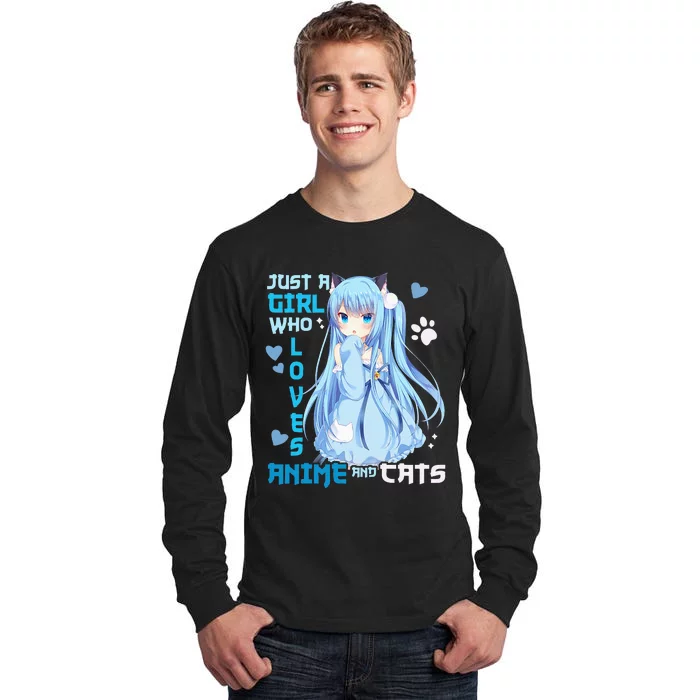 Just A Girl Who Loves Anime And Cats Tall Long Sleeve T-Shirt