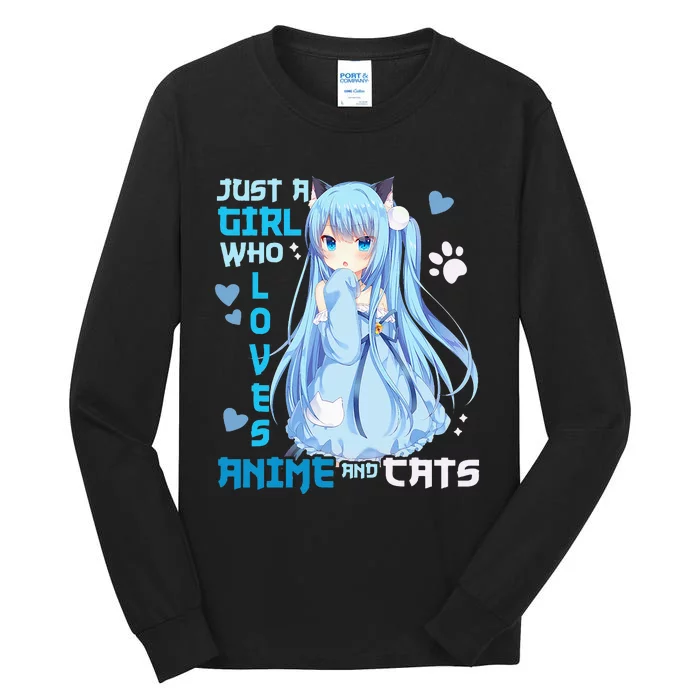 Just A Girl Who Loves Anime And Cats Tall Long Sleeve T-Shirt