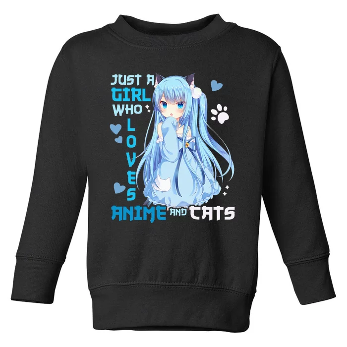 Just A Girl Who Loves Anime And Cats Toddler Sweatshirt