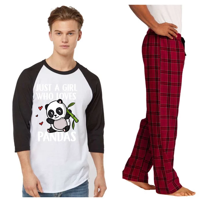 Just A Girl Who Loves Pandas Panda Bear Cute Panda Costume Gift Raglan Sleeve Pajama Set