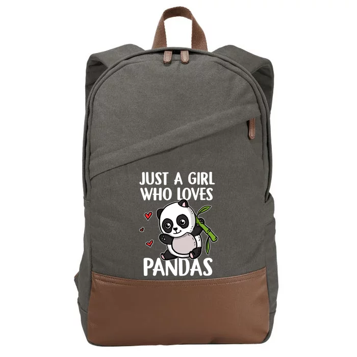 Just A Girl Who Loves Pandas Panda Bear Cute Panda Costume Gift Cotton Canvas Backpack