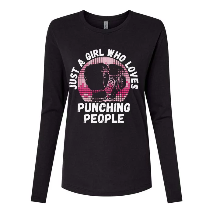 Just A Girl Who Loves Punching People Funny Boxing Womens Cotton Relaxed Long Sleeve T-Shirt