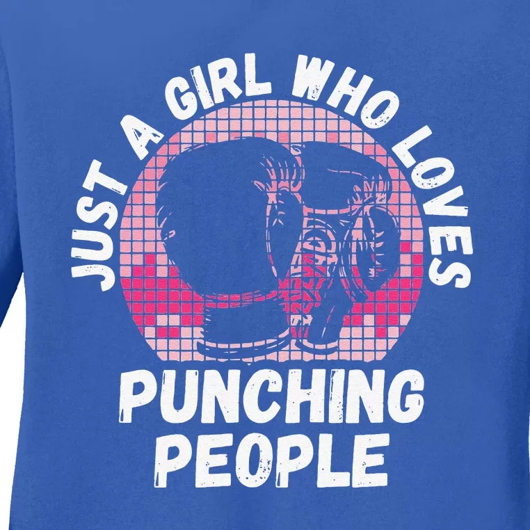 Just A Girl Who Loves Punching People Funny Boxing Ladies Long Sleeve Shirt