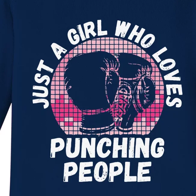 Just A Girl Who Loves Punching People Funny Boxing Baby Long Sleeve Bodysuit