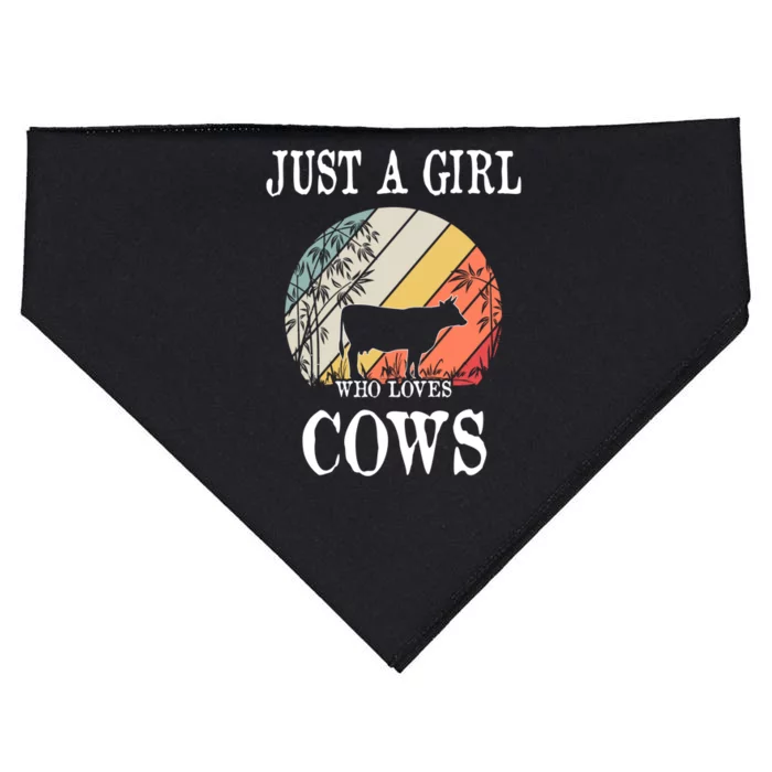 Just A Girl Who Loves Cows Cute Gift USA-Made Doggie Bandana