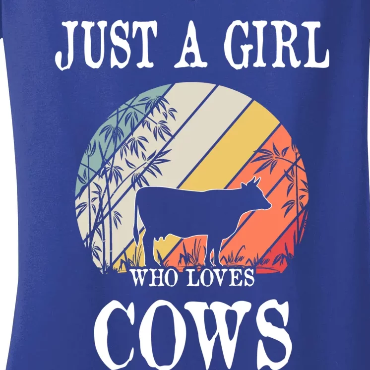 Just A Girl Who Loves Cows Cute Gift Women's V-Neck T-Shirt