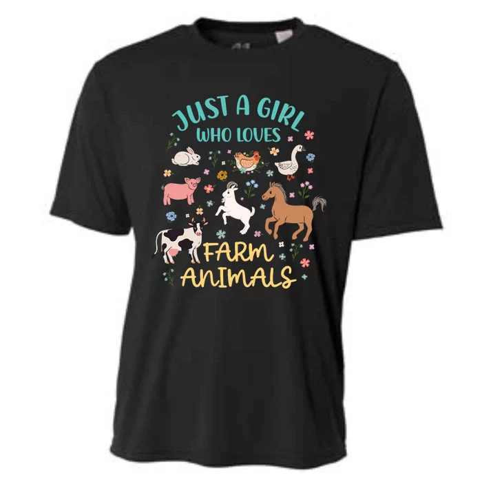 Just A Girl Who Loves Farm Animals Goat Chicken Pig Cow Cooling Performance Crew T-Shirt