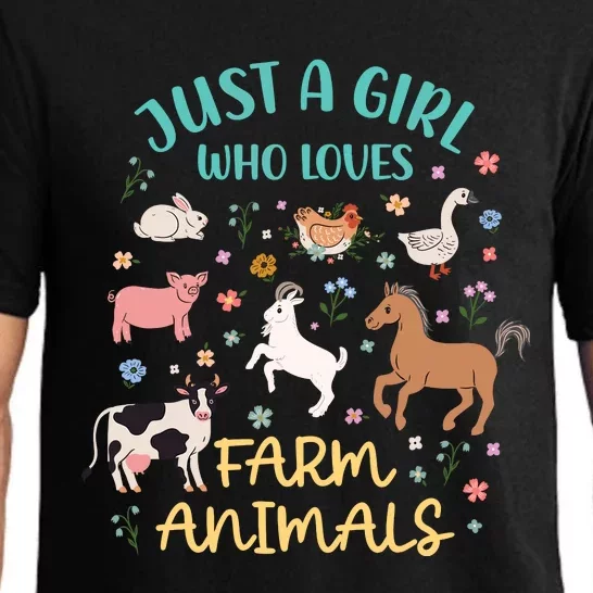 Just A Girl Who Loves Farm Animals Goat Chicken Pig Cow Pajama Set