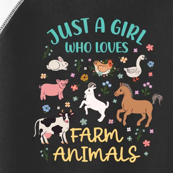 Just A Girl Who Loves Farm Animals Goat Chicken Pig Cow Toddler Fine Jersey T-Shirt