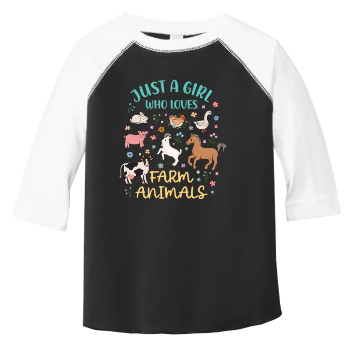 Just A Girl Who Loves Farm Animals Goat Chicken Pig Cow Toddler Fine Jersey T-Shirt