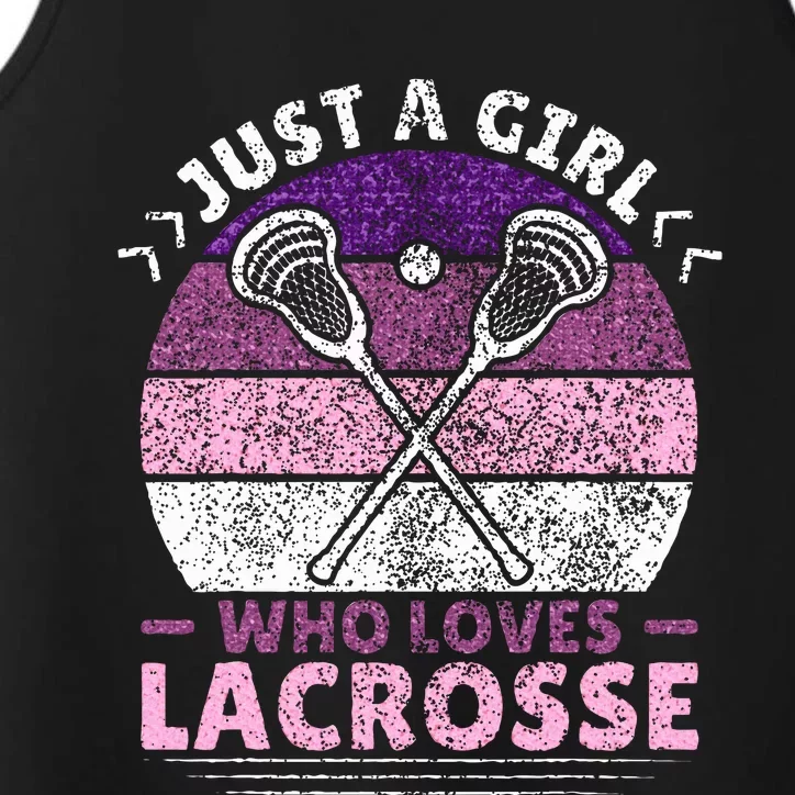 Just A Girl Who Loves Lacrosse Player Performance Tank