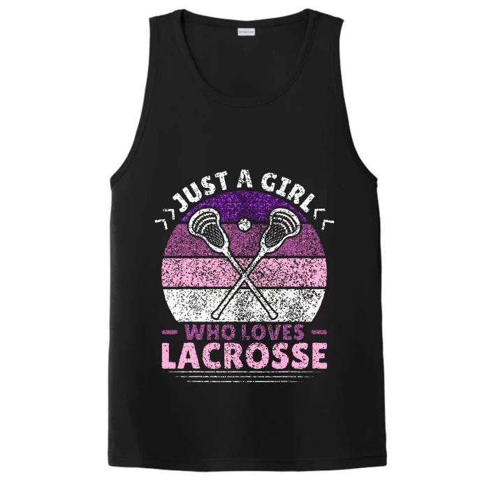 Just A Girl Who Loves Lacrosse Player Performance Tank