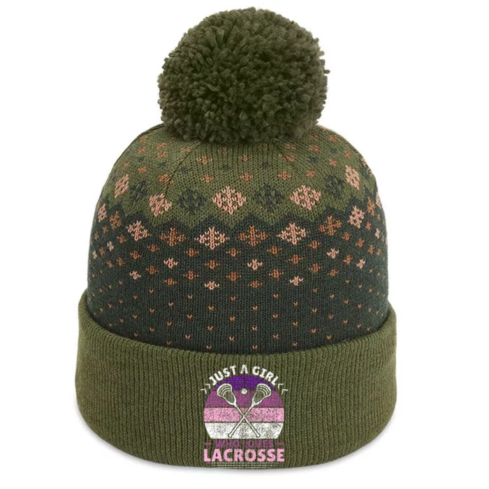 Just A Girl Who Loves Lacrosse Player The Baniff Cuffed Pom Beanie