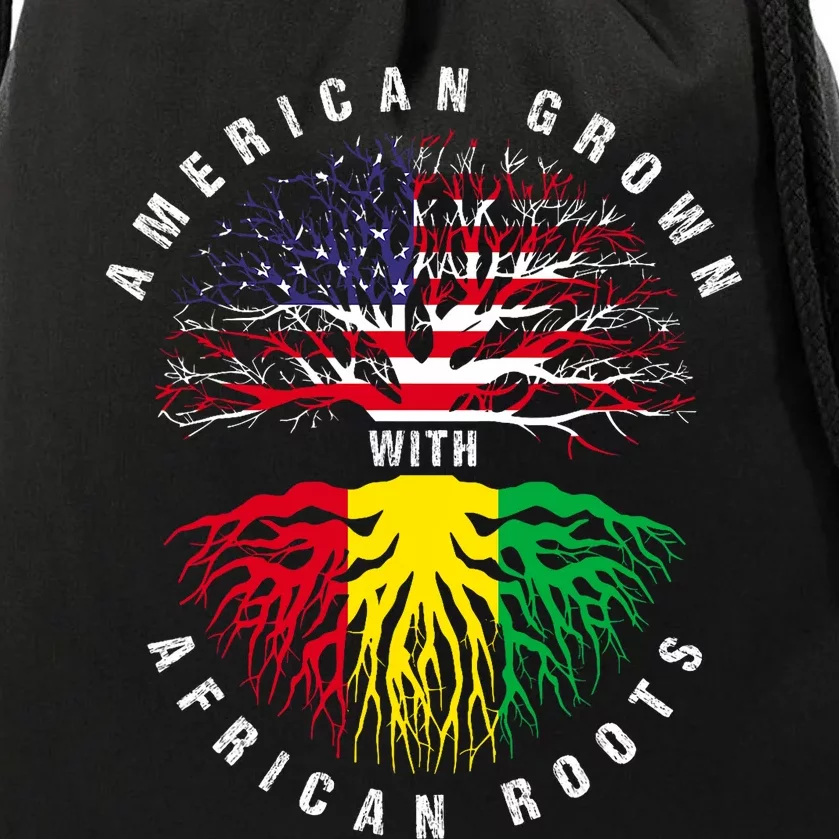 Juneteenth American Grown With African Roots Drawstring Bag