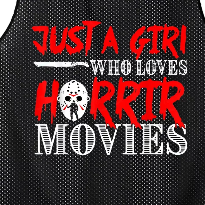 Just A Girl Who Loves Horror Movies Design Halloween Costume Mesh Reversible Basketball Jersey Tank