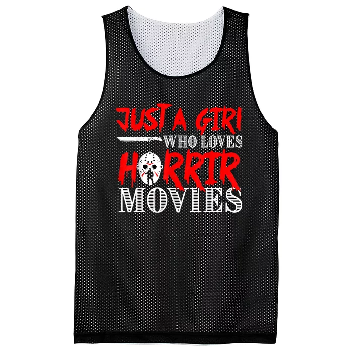 Just A Girl Who Loves Horror Movies Design Halloween Costume Mesh Reversible Basketball Jersey Tank