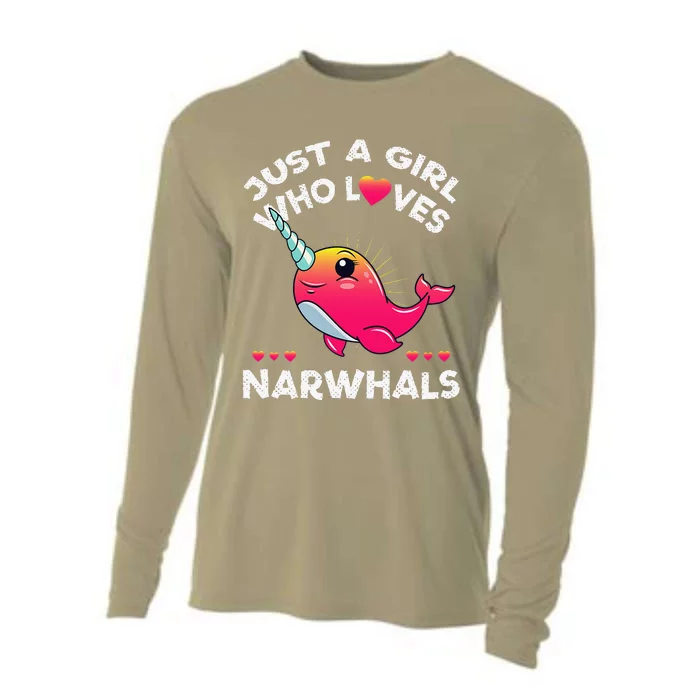 Just A Girl Who Loves Narwhals Whale Lover Gift Cooling Performance Long Sleeve Crew