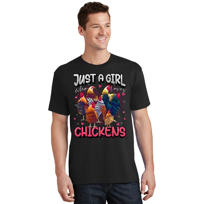 Just A Girl Who Loves Chickens Cute Chicken Lover Farmers T-Shirt