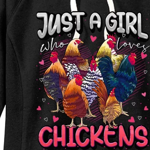 Just A Girl Who Loves Chickens Cute Chicken Lover Farmers Women's Fleece Hoodie