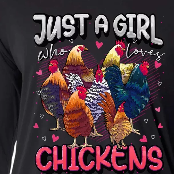 Just A Girl Who Loves Chickens Cute Chicken Lover Farmers Cooling Performance Long Sleeve Crew