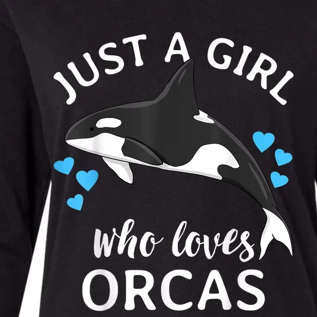 Just A Girl Who Loves Orcas Killer Whales Sea Ocean Womens Cotton Relaxed Long Sleeve T-Shirt