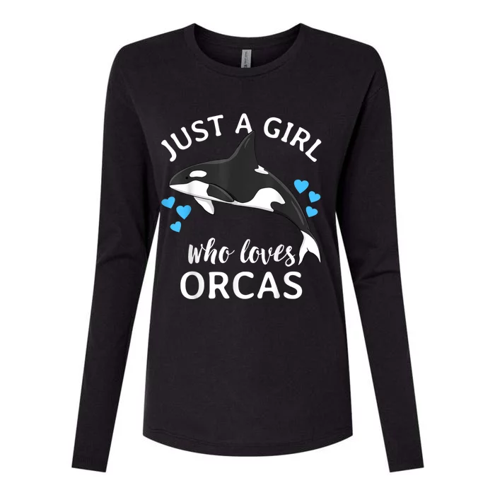 Just A Girl Who Loves Orcas Killer Whales Sea Ocean Womens Cotton Relaxed Long Sleeve T-Shirt