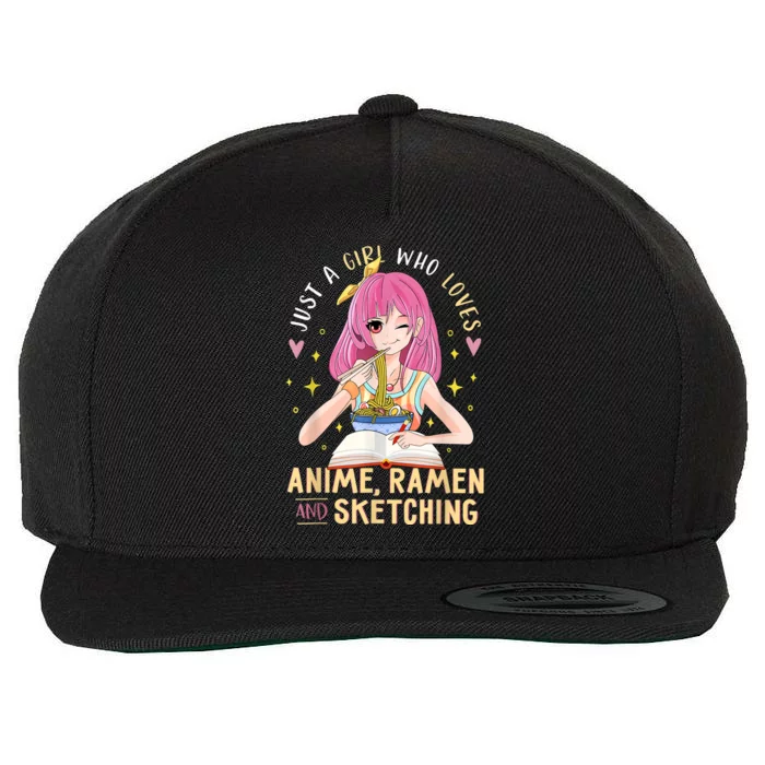 Just A Girl Who Loves Anime Ramen And Sketching Girl Anime Wool Snapback Cap