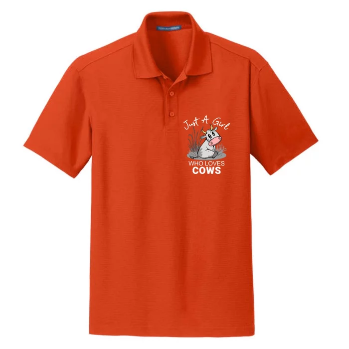 Just A Girl Who Loves Cows Cute Gift Dry Zone Grid Performance Polo