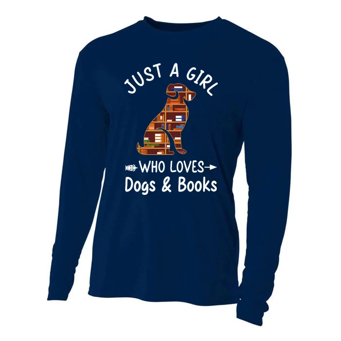 Just A Girl Who Loves Dogs And Books Reading Dog Puppy Lover Cooling Performance Long Sleeve Crew