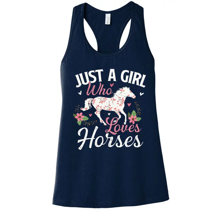 Just A Girl Who Loves Horses Horse Animal Lover Horseman Women's Racerback Tank