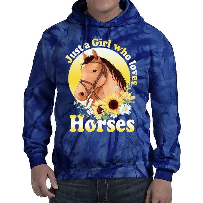 Just A Girl Who Loves Horses Riding Tie Dye Hoodie