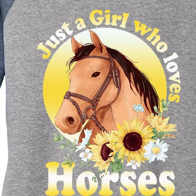 Just A Girl Who Loves Horses Riding Women's Tri-Blend 3/4-Sleeve Raglan Shirt