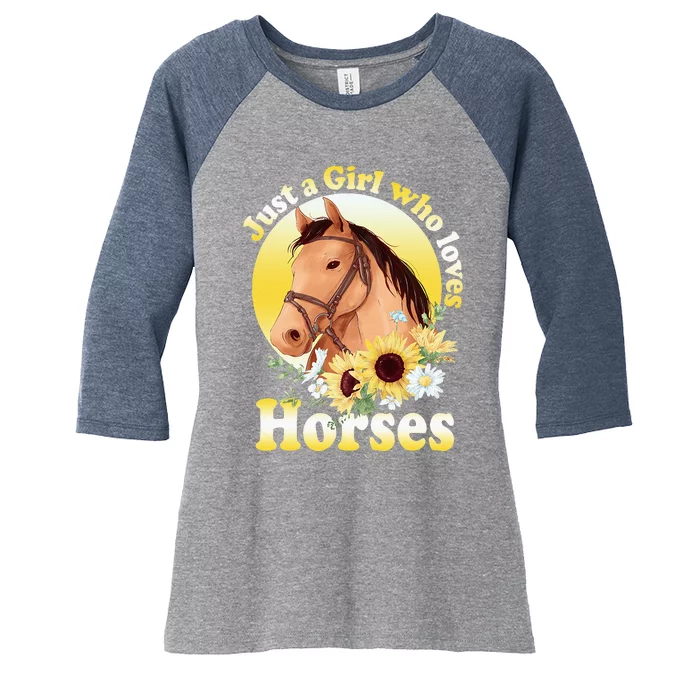 Just A Girl Who Loves Horses Riding Women's Tri-Blend 3/4-Sleeve Raglan Shirt