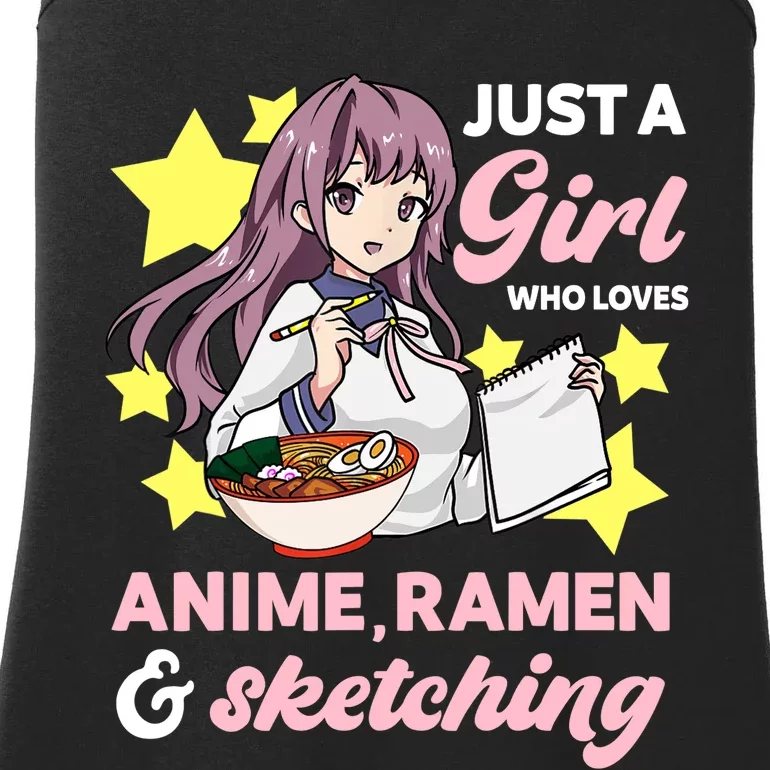 Just A Girl Who Loves Anime, Ra And Sketching Kawaii Ladies Essential Tank