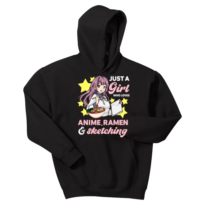 Just A Girl Who Loves Anime, Ra And Sketching Kawaii Kids Hoodie