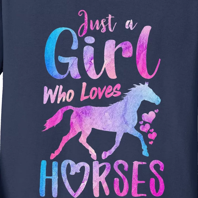 Just A Girl Who Loves Horses Riding Cute Horse Kids Long Sleeve Shirt