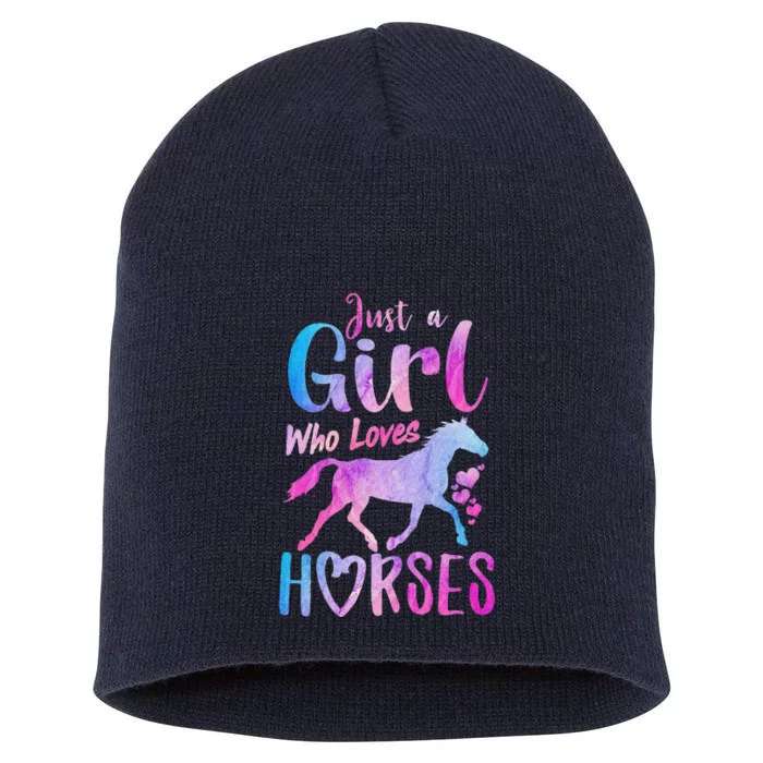 Just A Girl Who Loves Horses Riding Cute Horse Short Acrylic Beanie